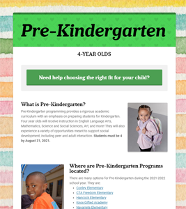 Pre-Kindergarten (4 year olds)