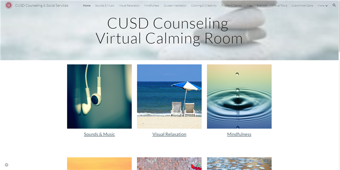 Virtual Calming Room Homepage