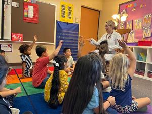 nurse talking to students 