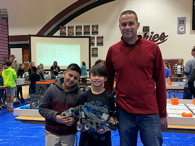 Jayden Vo and Christian Gomez of the Conley Circuit Breakers robotics team