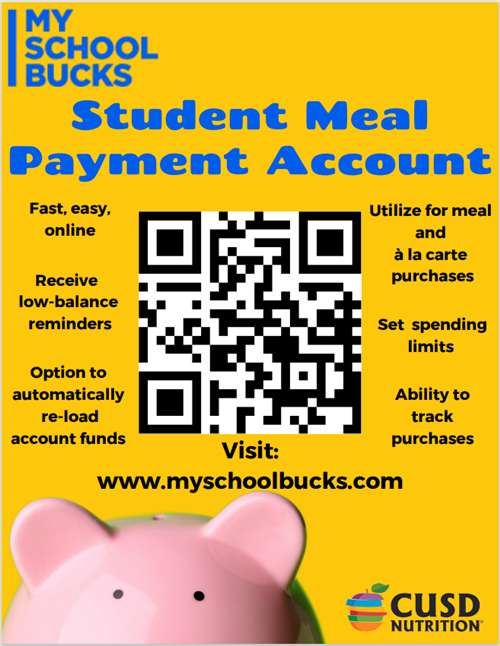 My School Bucks Benefits include; Low balance reminders, option to auto re-load, set spending limits, track purchases. 