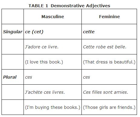 Demonstrative Adjectives 