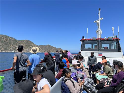 On the boat to the island...