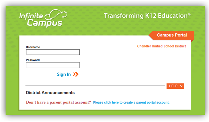 Infinite Campus Portal Sign In Screen 