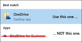 OneDrive software search results 