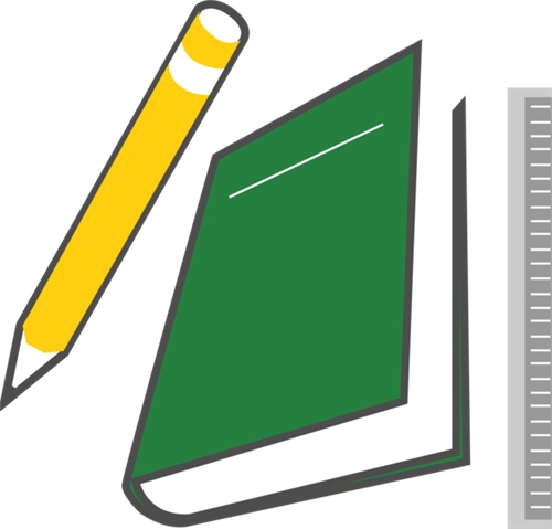 Pencil, textbook, ruler clipart 