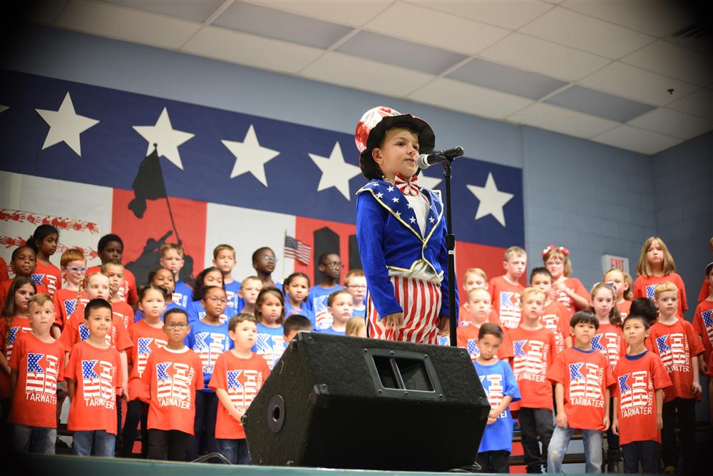 Second graders singing patriotic songs