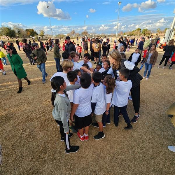 Students rallying at their race. 