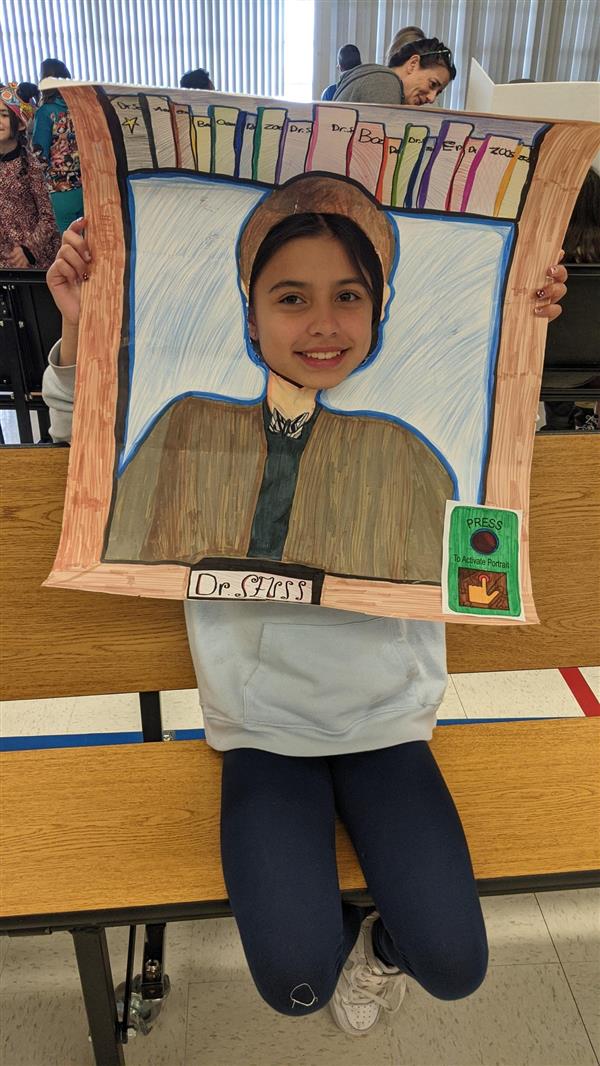 Students show important historical figures. 