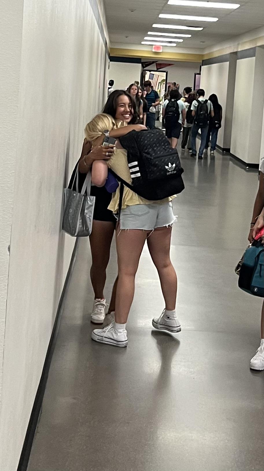 Students embrace at Casteel High School