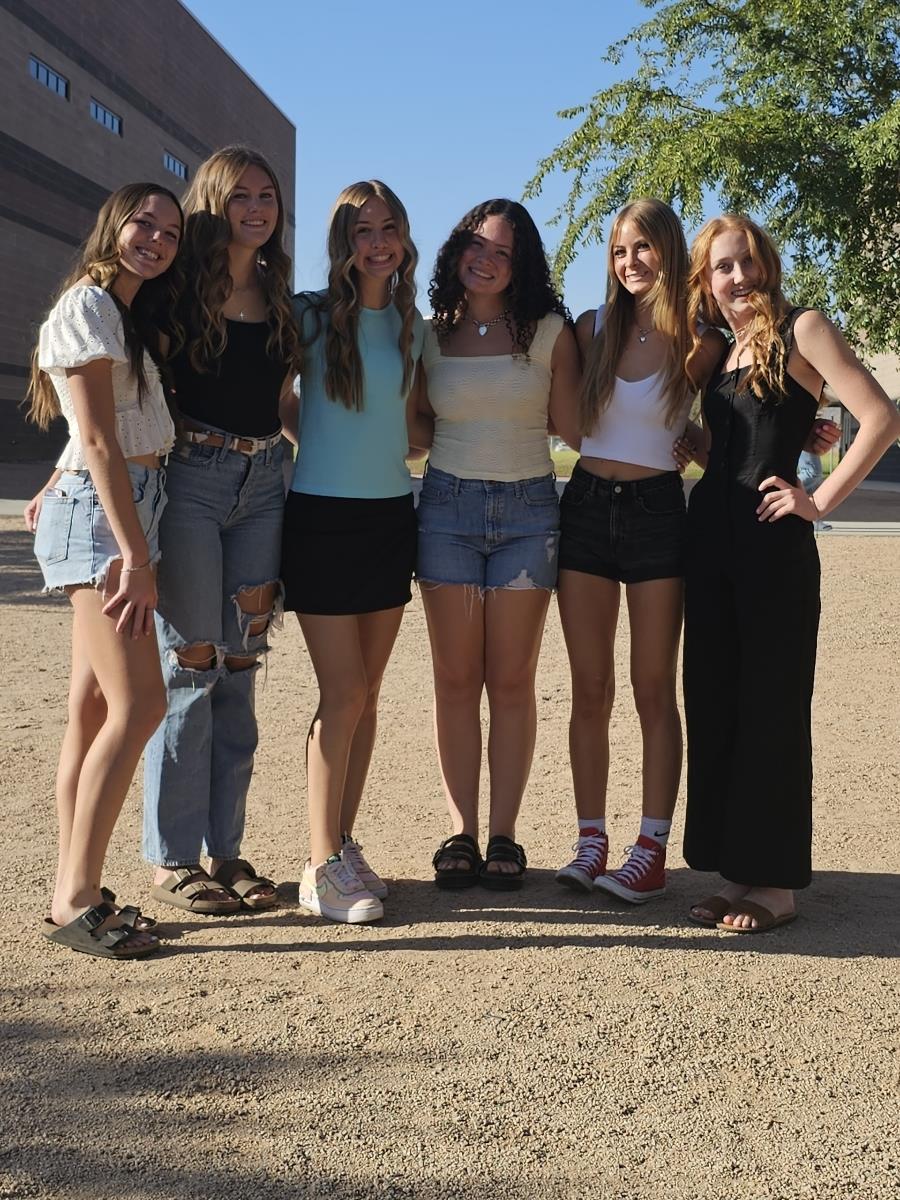 Friends smile for the camera at Casteel High School