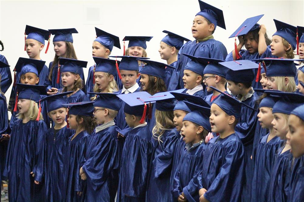 A group photo of kindergarten students